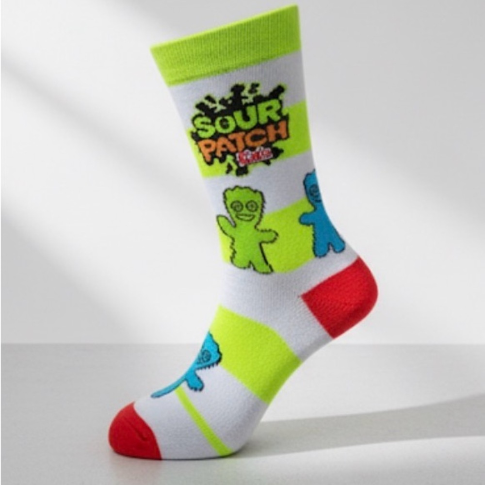 Sour Patch Kids Graphic Socks NWT unisex OS White & Green